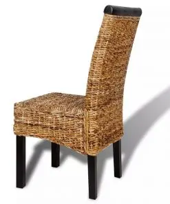 vidaXL Dining Chairs 2 pcs Abaca and Solid Mango Wood
