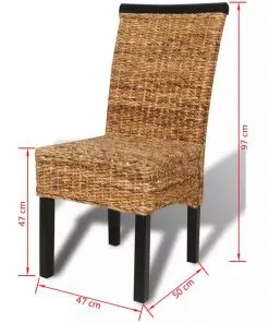vidaXL Dining Chairs 2 pcs Abaca and Solid Mango Wood
