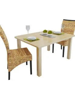 vidaXL Dining Chairs 2 pcs Abaca and Solid Mango Wood
