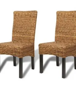 vidaXL Dining Chairs 2 pcs Abaca and Solid Mango Wood