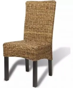 vidaXL Dining Chairs 2 pcs Abaca and Solid Mango Wood