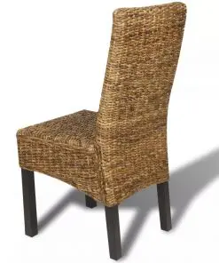 vidaXL Dining Chairs 2 pcs Abaca and Solid Mango Wood