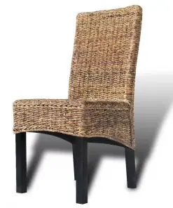 vidaXL Dining Chairs 2 pcs Abaca and Solid Mango Wood