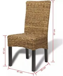 vidaXL Dining Chairs 2 pcs Abaca and Solid Mango Wood