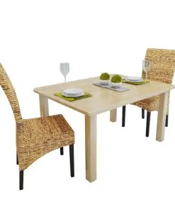 vidaXL Dining Chairs 2 pcs Abaca and Solid Mango Wood