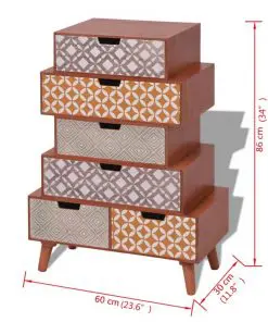 vidaXL Side Cabinet 6 Drawers Brown