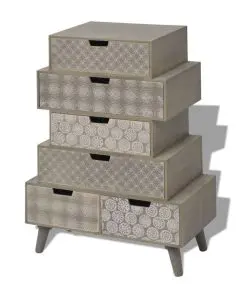 vidaXL Side Cabinet 6 Drawers Grey