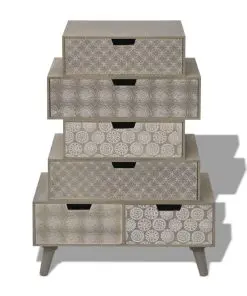 vidaXL Side Cabinet 6 Drawers Grey