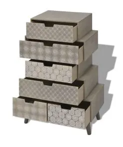 vidaXL Side Cabinet 6 Drawers Grey