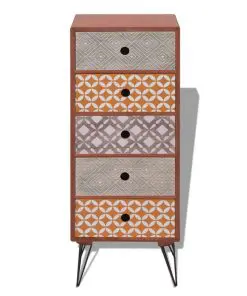 vidaXL Side Cabinet 5 Drawers Brown