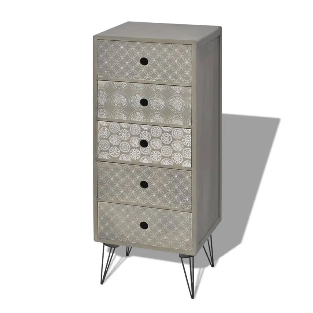 vidaXL Side Cabinet 5 Drawers Grey