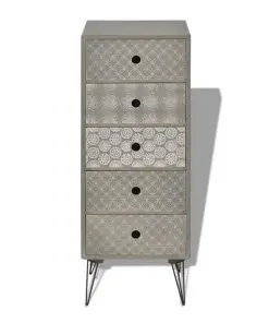 vidaXL Side Cabinet 5 Drawers Grey