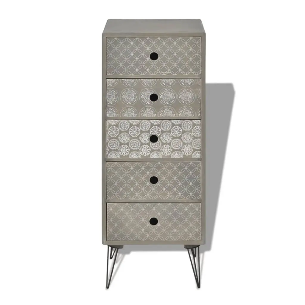 vidaXL Side Cabinet 5 Drawers Grey