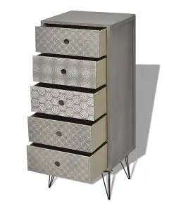 vidaXL Side Cabinet 5 Drawers Grey