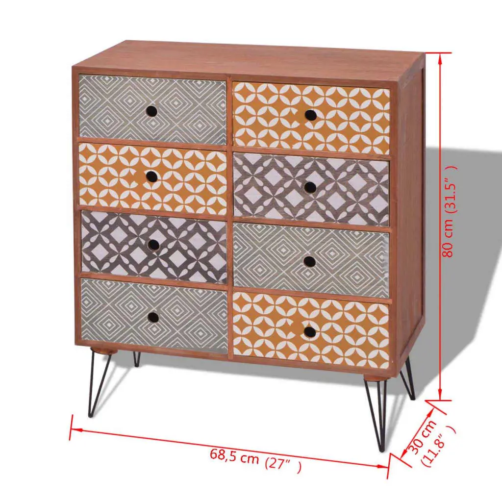 vidaXL Sideboard 8 Drawers Brown