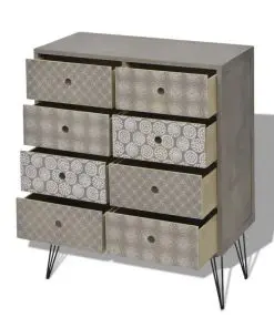 vidaXL Sideboard 8 Drawers Grey