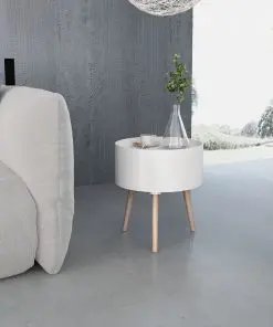 vidaXL Side Table with Serving Tray Round 39.5×44.5 cm White