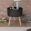 vidaXL Side Table with Serving Tray Round 39.5×44.5 cm Black