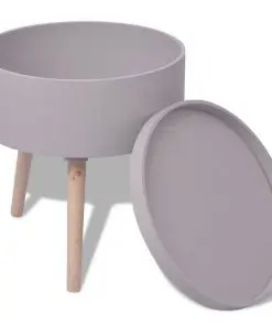 vidaXL Side Table with Serving Tray Round 39.5×44.5 cm Grey