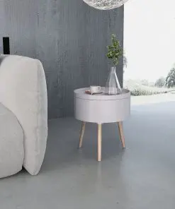 vidaXL Side Table with Serving Tray Round 39.5×44.5 cm Grey