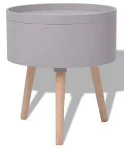 vidaXL Side Table with Serving Tray Round 39.5×44.5 cm Grey