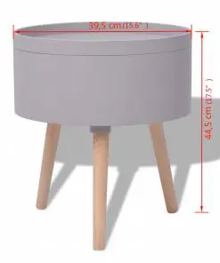 vidaXL Side Table with Serving Tray Round 39.5×44.5 cm Grey