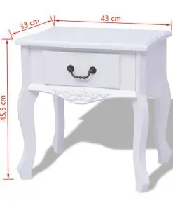 vidaXL Bedside Cabinet MDF White