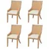 vidaXL Dining Chairs 4 pcs Rattan and Solid Mango Wood