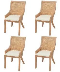 vidaXL Dining Chairs 4 pcs Rattan and Solid Mango Wood