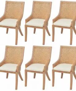 vidaXL Dining Chairs 6 pcs Rattan and Solid Mango Wood