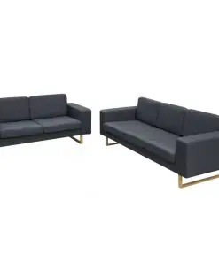 vidaXL 2-Seater and 3-Seater Sofa Set Dark Grey