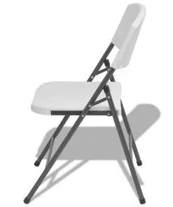 vidaXL Folding Garden Chairs 4 pcs Steel and HDPE White