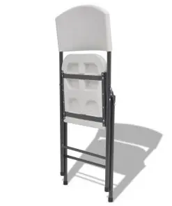 vidaXL Folding Garden Chairs 4 pcs Steel and HDPE White