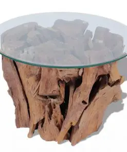 vidaXL Coffee Table Solid Teak Driftwood 60 cm