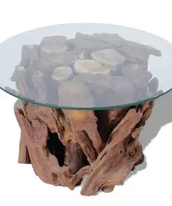 vidaXL Coffee Table Solid Teak Driftwood 60 cm