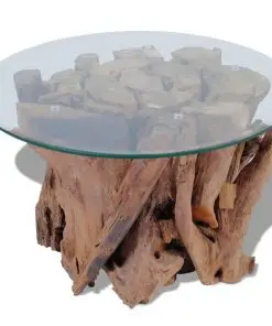vidaXL Coffee Table Solid Teak Driftwood 60 cm