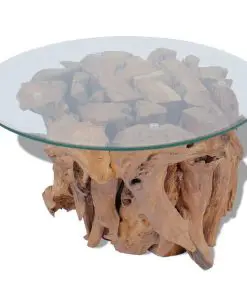 vidaXL Coffee Table Solid Teak Driftwood 60 cm