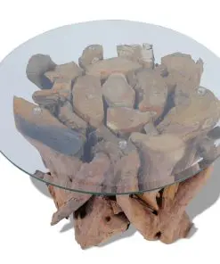 vidaXL Coffee Table Solid Teak Driftwood 60 cm