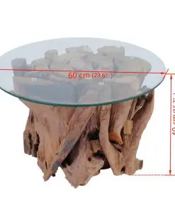 vidaXL Coffee Table Solid Teak Driftwood 60 cm