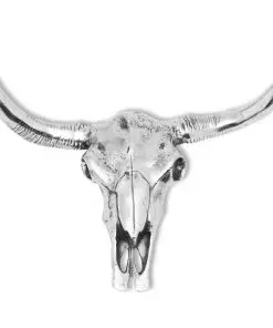 vidaXL Skull Head Decoration Wall-Mounted Aluminium Silver