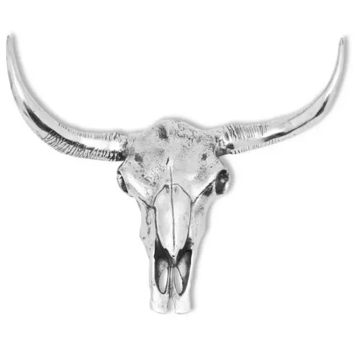 vidaXL Skull Head Decoration Wall-Mounted Aluminium Silver