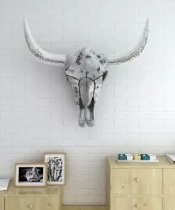 vidaXL Skull Head Decoration Wall-Mounted Aluminium Silver