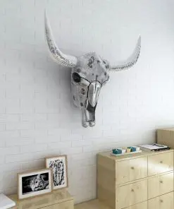 vidaXL Skull Head Decoration Wall-Mounted Aluminium Silver