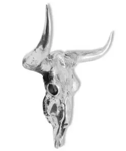 vidaXL Skull Head Decoration Wall-Mounted Aluminium Silver