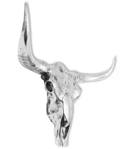 vidaXL Skull Head Decoration Wall-Mounted Aluminium Silver