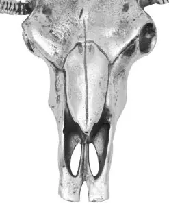 vidaXL Skull Head Decoration Wall-Mounted Aluminium Silver