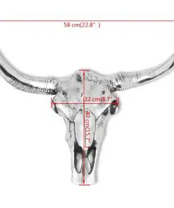 vidaXL Skull Head Decoration Wall-Mounted Aluminium Silver