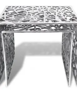 vidaXL Two Piece Side Tables Square Aluminium Silver