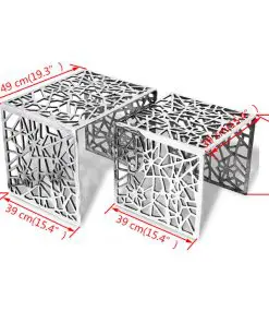 vidaXL Two Piece Side Tables Square Aluminium Silver