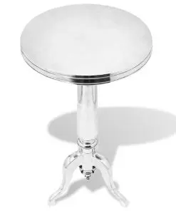 vidaXL Side Table Round Aluminium Silver